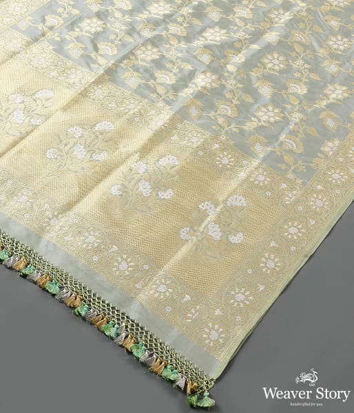 Handwoven Powder Blue Sona Rupa Kadhwa Jangla Dupatta