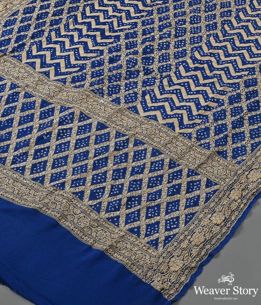 Handwoven Blue Banarasi Bandhej Dupatta