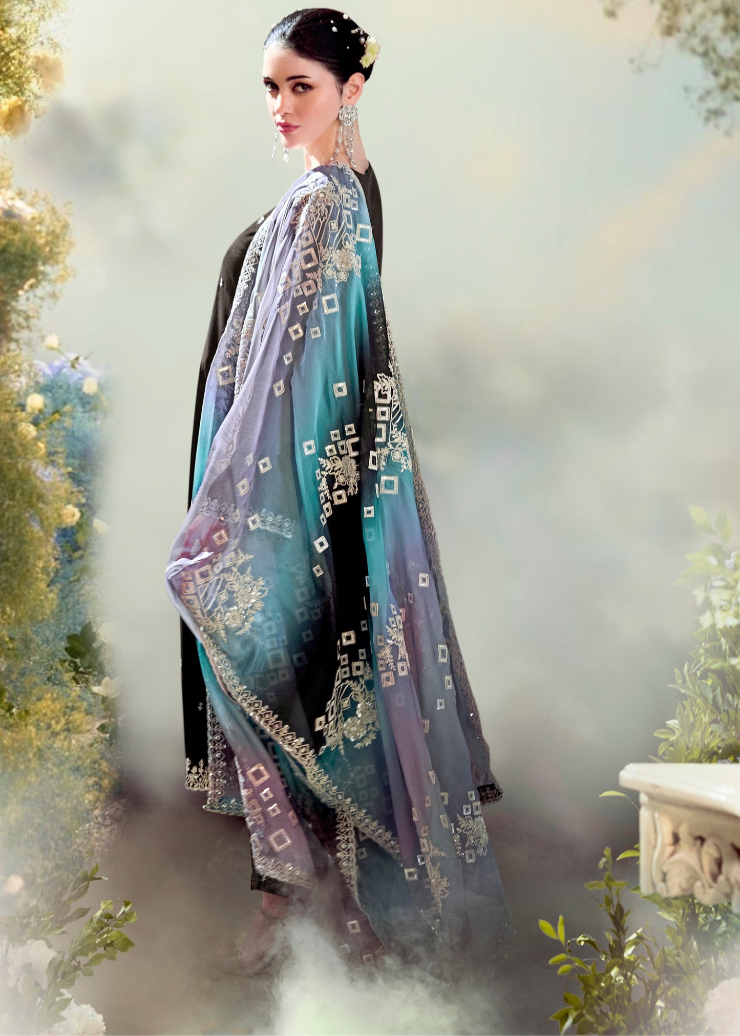 Black Modale Silk Salwar Suit With Embroidery