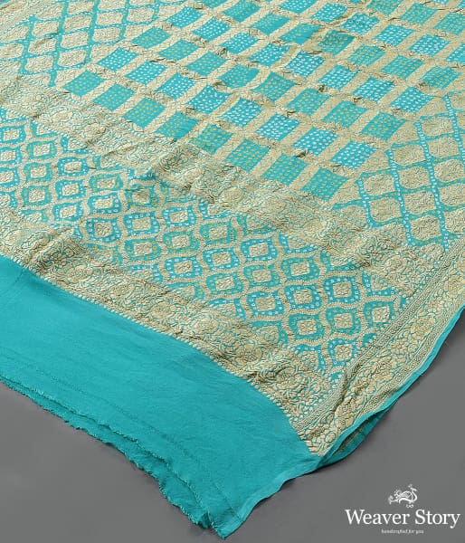 Handwoven Sea Green Banarasi Bandhej Dupatta