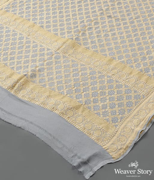 Handwoven Grey Banarasi Bandhej Dupatta