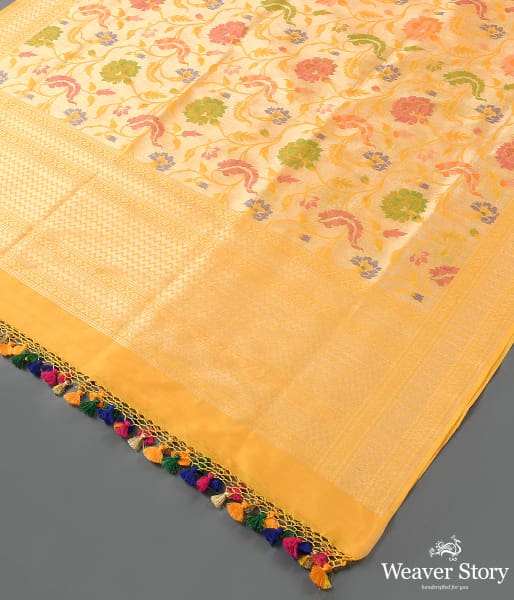 Handwoven Yellow Kimkhab Patola Dupatta