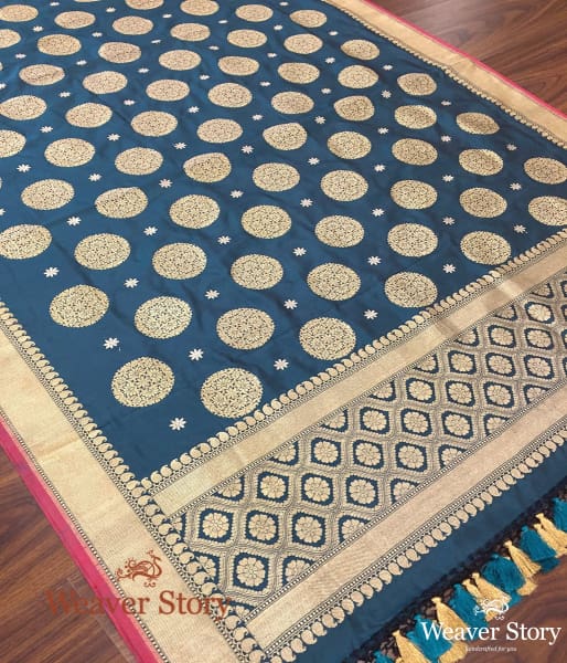 Handwoven Teal Green Banarasi Dupatta with Kadhwa Motifs