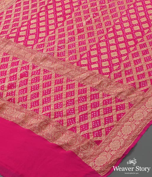 Handwoven Pink Banarasi Bandhej Dupatta