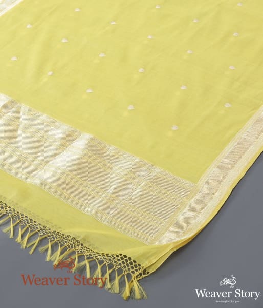 Handwoven Yellow Banarasi Cotton Kadhwa Booti Dupatta
