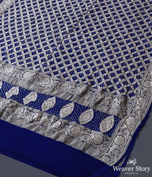Handwoven Blue Banarasi Bandhej Dupatta