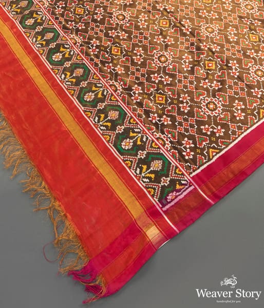 Handwoven Black and Gold Patola Dupatta with Tissue