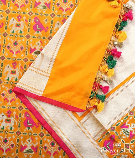 Yellow Meenakari Cutwork Patola dupatta