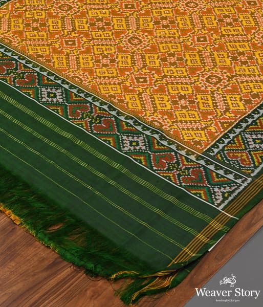 Handwoven Green and Yellow Patola Dupatta