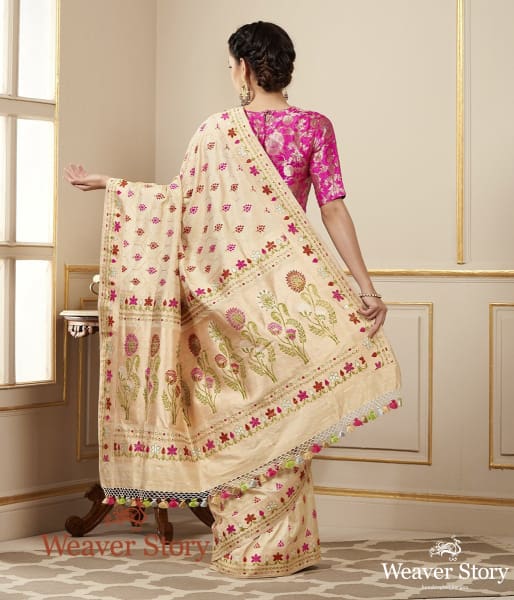 Handwoven Offwhite Meenakari Heavy Jangla