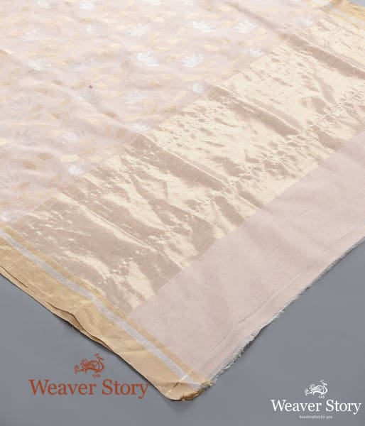 Handwoven Peach Chanderi Cotton Silk Jaal Dupatta