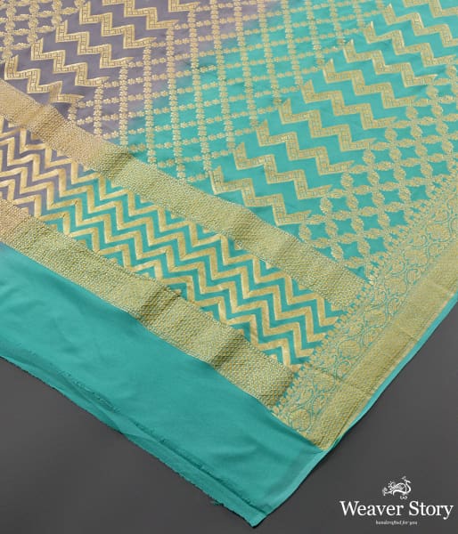 Handwoven Green and Grey Ombre Dyed Banarasi Georgette Dupatta