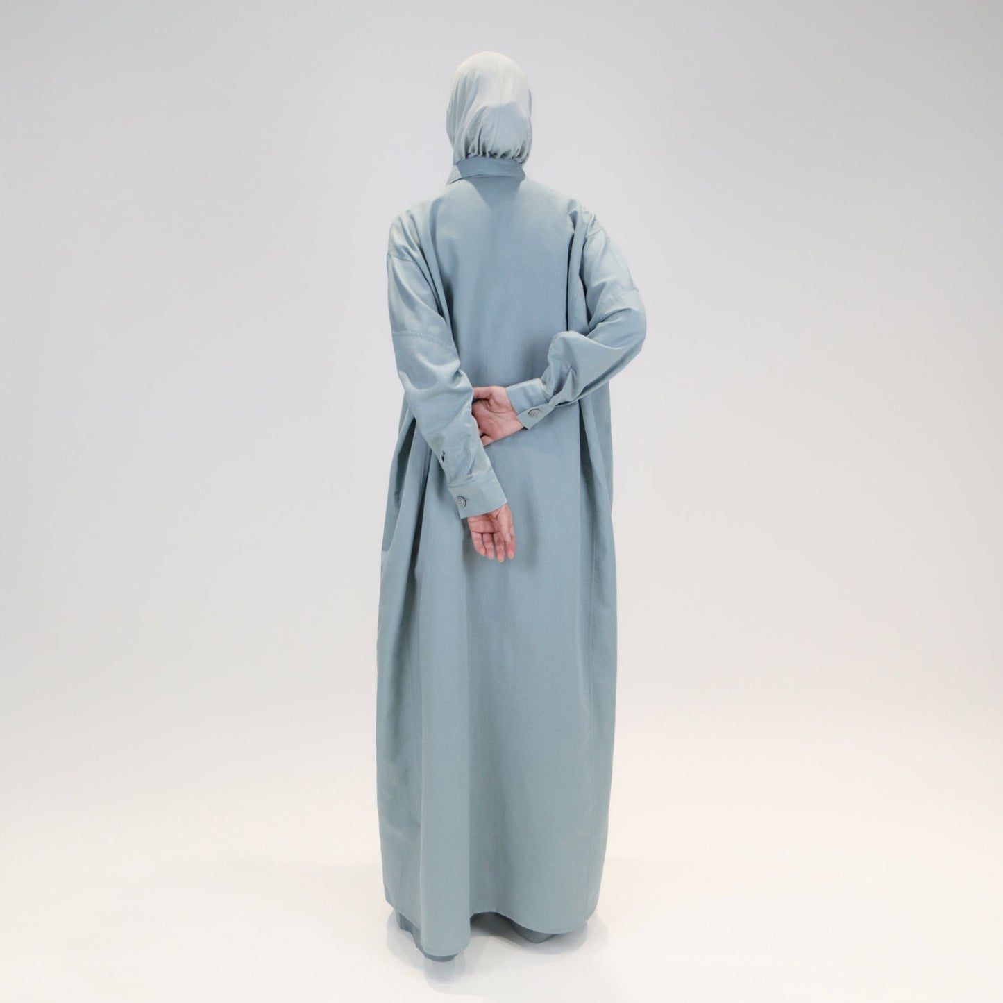 Abaya dress style maxi dress for women with wide trousers "Blue Linen"