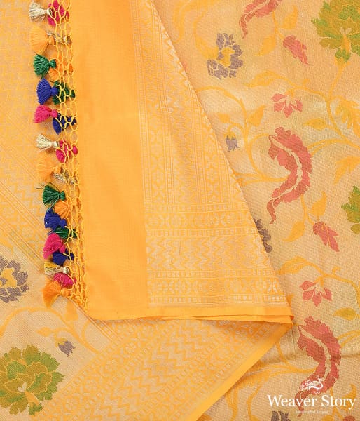 Handwoven Yellow Kimkhab Patola Dupatta