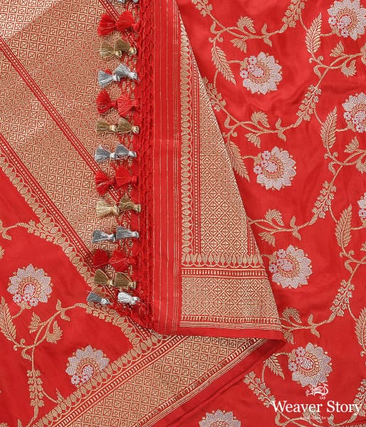 Handwoven Red Kadhwa Jangla Dupatta