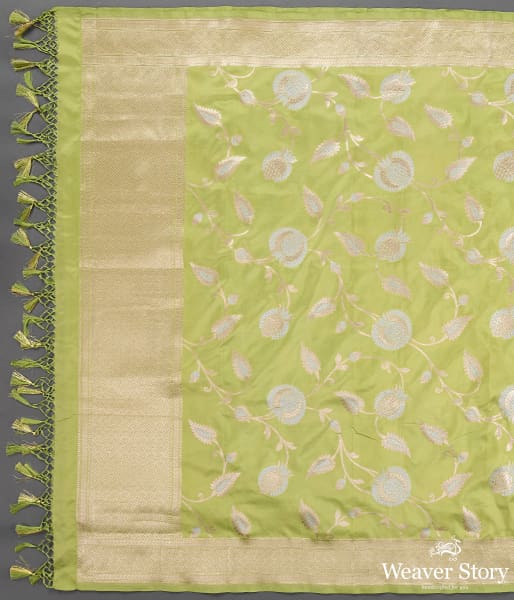 Handwoven Light Green Katan Silk Dupatta