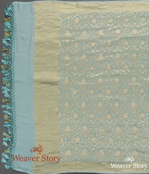 Handwoven Oceon Blue Sona Rupa Zari Dupatta