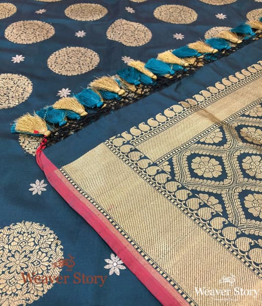 Handwoven Teal Green Banarasi Dupatta with Kadhwa Motifs