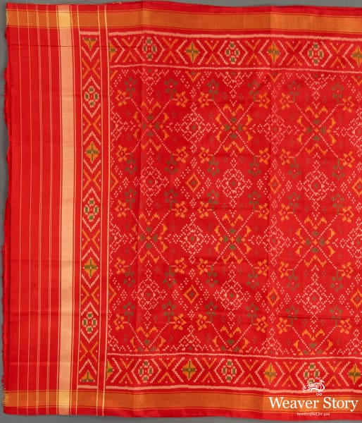 Handwoven Rajkot Silk Patola Dupatta in Red