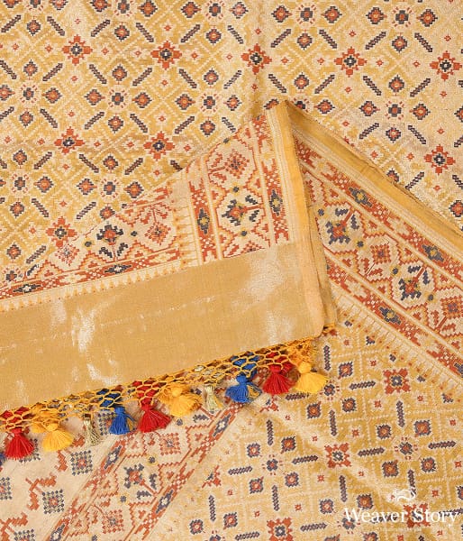 Handwoven Yellow Tissue Patola Dupatta