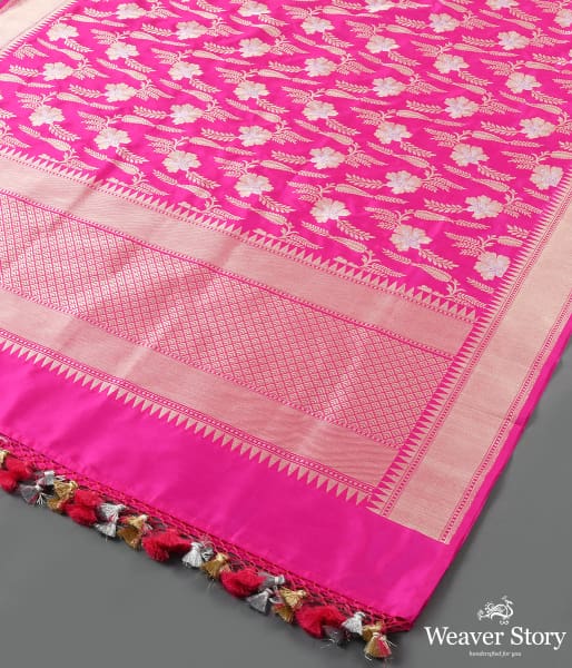 Handwoven Pink Kadhwa Jangla Dupatta