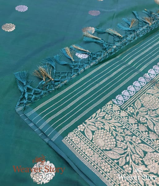 Handwoven Green Banarasi Dupatta with Kadhwa Booti
