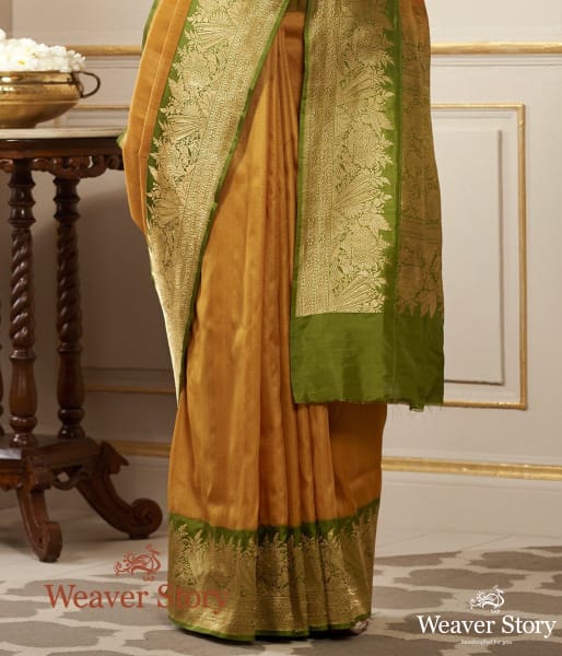 Handwoven Mustard Pashmina Saree