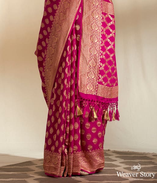 Handwoven Pink Banarasi Georgette Saree