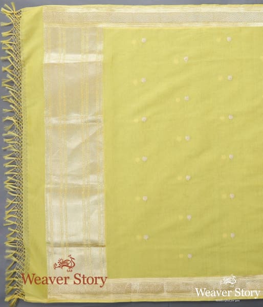 Handwoven Yellow Banarasi Cotton Kadhwa Booti Dupatta