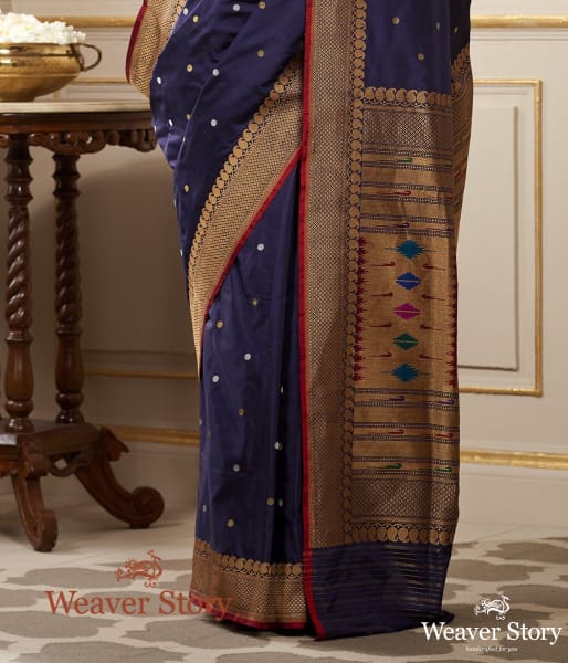 Handwoven Dark Purple Paithani Border