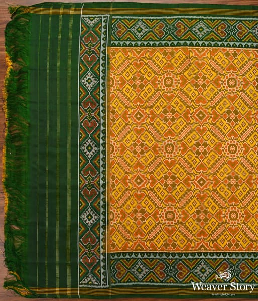Handwoven Green and Yellow Patola Dupatta