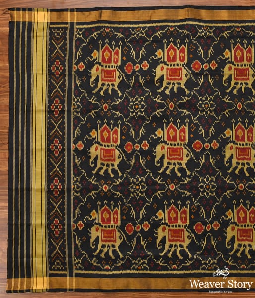 Handwoven Single Ikat Patola Dupatta in black