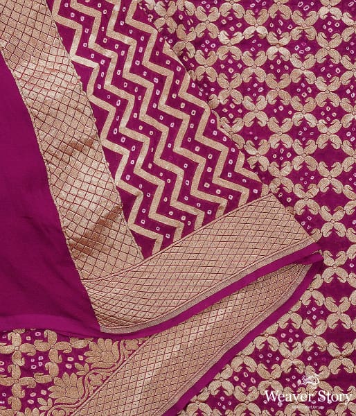 Handwoven Wine Banarasi Bandhej Dupatta