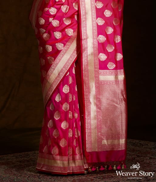 Pink Fekwa Gold Zari Booti