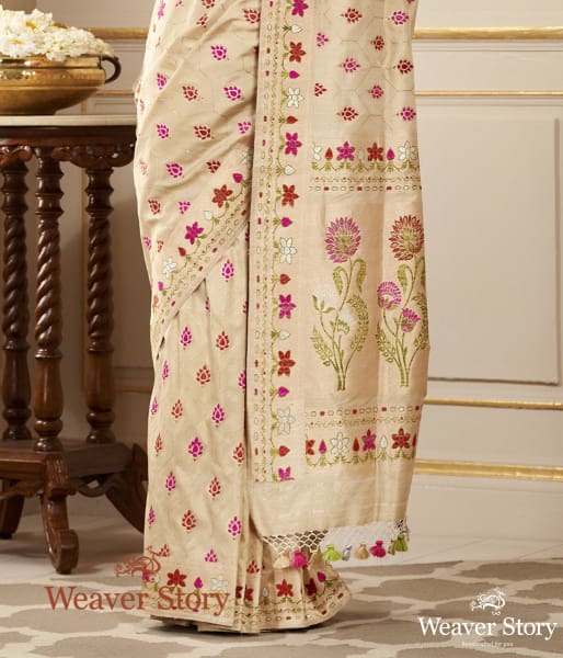 Handwoven Offwhite Meenakari Heavy Jangla