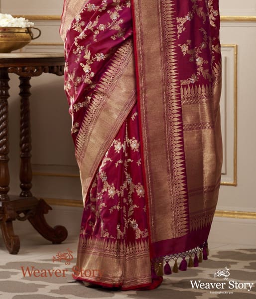 Handwoven Purple Kadhwa Jangla Saree
