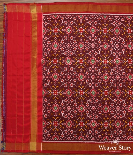 Handwoven Mahroon Red Patola Dupatta