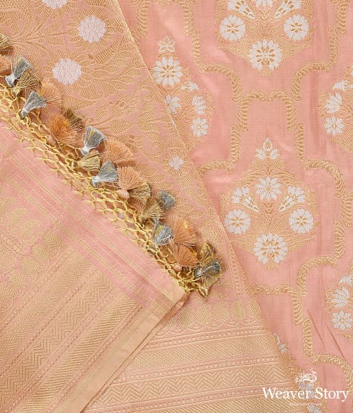 Handwoven Light Peach Kadhwa Jangla Dupatta