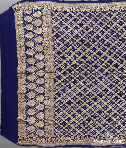 Handwoven Blue Banarasi Bandhej Dupatta