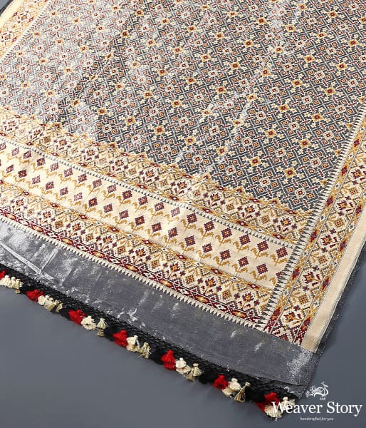 Grey Beige Tissue Patola in Ektara weave