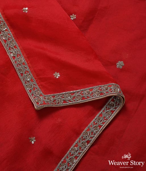 Handwoven Red Border Dupatta