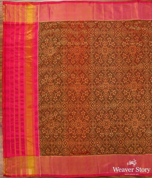 Handwoven Pink and Green dual tone single Ikat  Patola Duatta