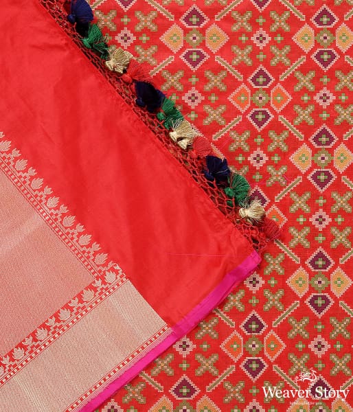 Handwoven Red Meenakari Patola Dupatta