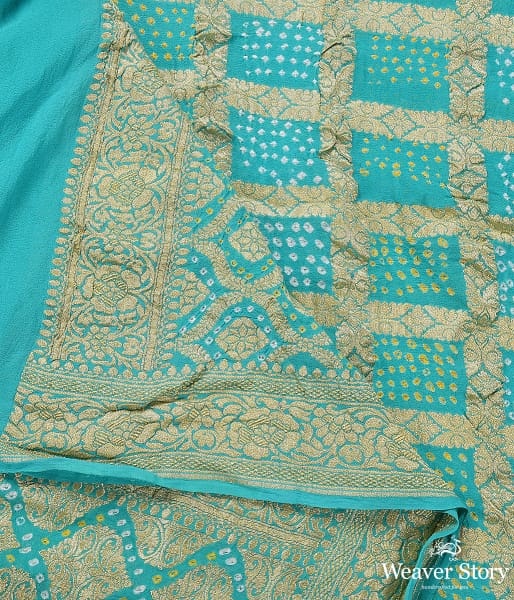 Handwoven Sea Green Banarasi Bandhej Dupatta