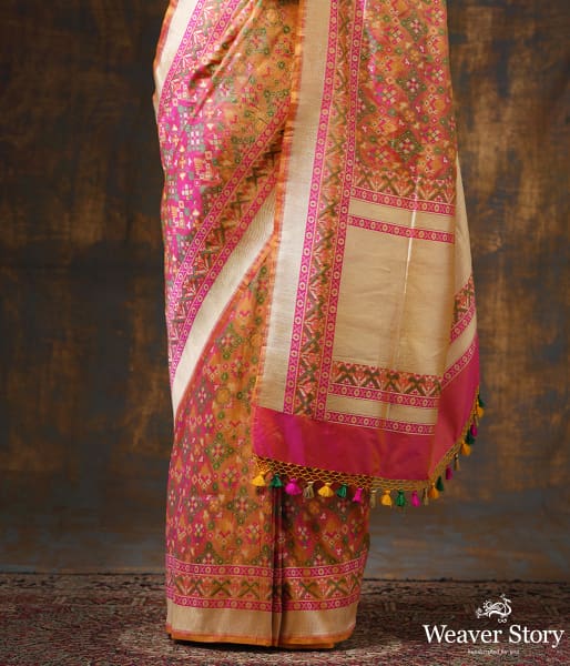 Handwoven Purple Cutwork Booti Meenakari Banarasi Patola Saree