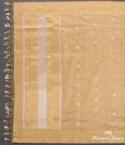 Handwoven Golden Beige Kadhwa Booti Dupatta with Floral Border