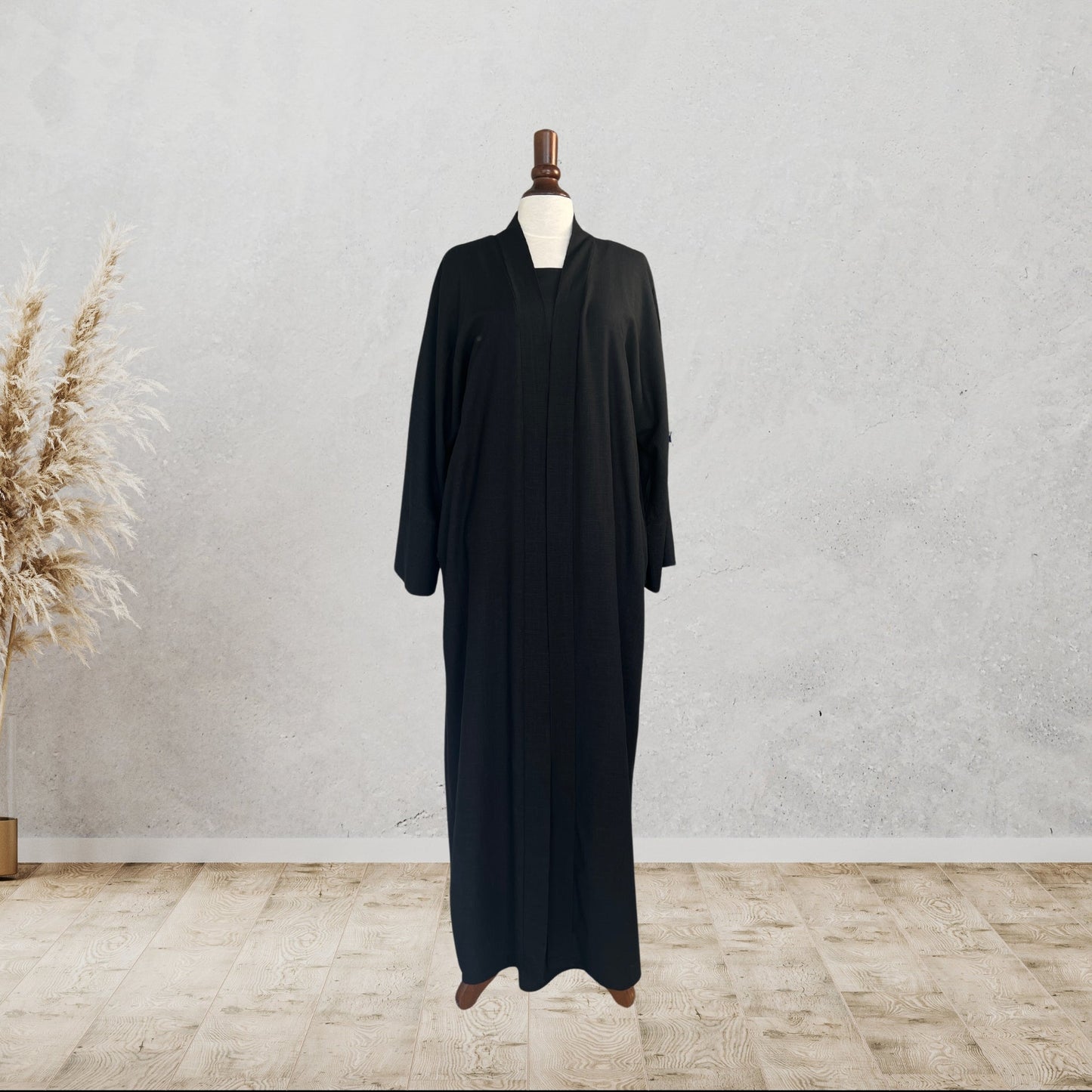 Two-Piece Set: Abaya-Kimono and Sleeveless Dress "Black Aila"