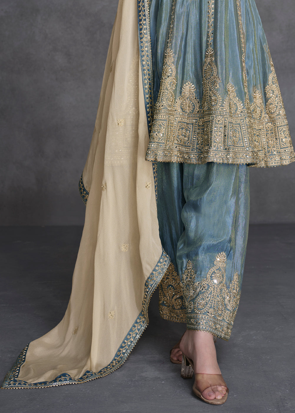 Slate Grey Embroidered Salwar Suit