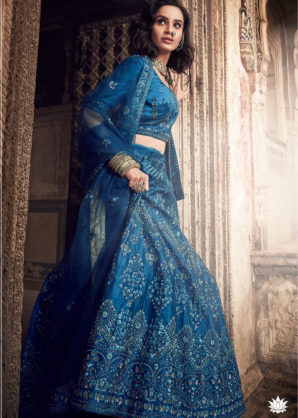 Cobalt Blue Art Silk Lehenga Choli with Thread, Zarkan, Zari and Sequins work (Pre-Order)