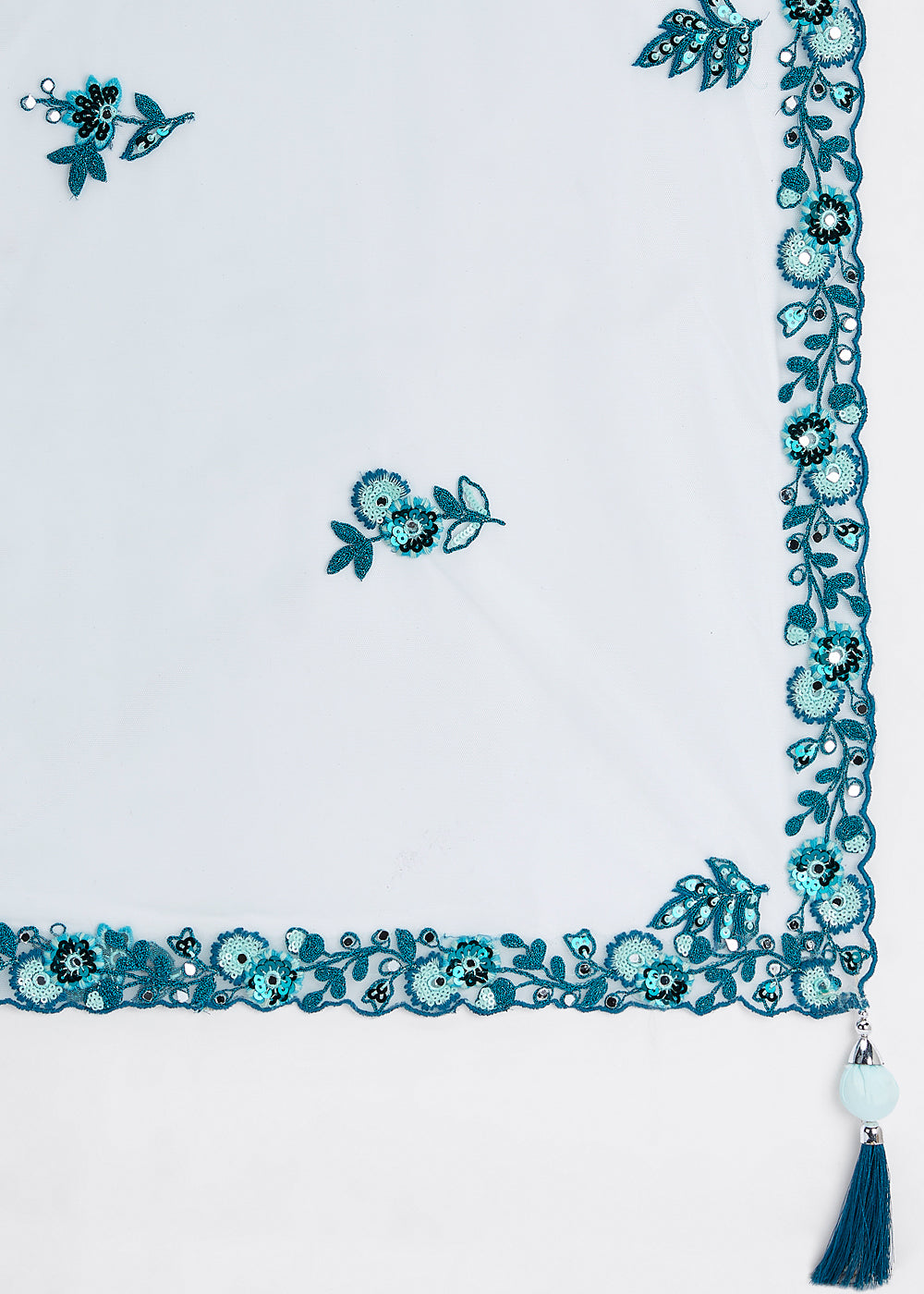 Shades Of Blue Net Lehenga Choli with Sequins,Mirror & Coding Thread Embroidery work